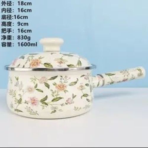 Pot de soupe en émail épais,marmite à lait,marmite à ragoût,Pot de nourriture auxiliaire,cuisson,cuisinière à Induction à gaz universelle - Type C 18CM 1.6L