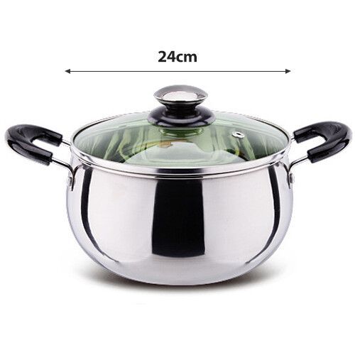 Marmite À Lait Antiarina En Acier Inoxydable,Casseroles À Soupe,Wok De Cuisine,Adapté Pour Cuisinière À Induction,Gaz,14 Cm,18 Cm,22cm - Type 24cm