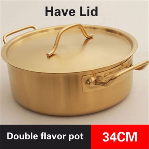 Marmite à soupe universelle pour cuisinière à induction,double marmite commerciale,imitation or et cuivre,marmite chaude en acier inoxydable - Type 34cm Have Lid10 #A