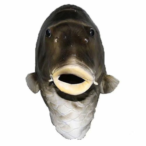 Noir Poisson Masque Latex Animal Head Mask Gris Poisson Costume Headwear Masquerade Party Adulte