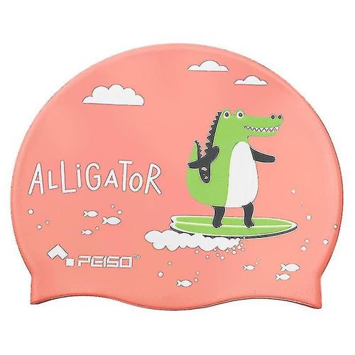 Bonnet De Bain Pour Enfants, Bonnet De Bain De Dessin Animé Imperméable À L'Oreille Pour Cheveux Longs Et Courts (Crocodile - Rose) 
