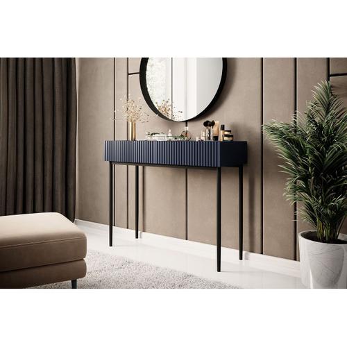 Console 2 Tiroirs Kasha Pieds Noirs Bleu Foncé