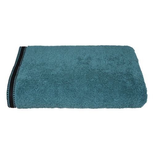 Drap De Bain Joia Avec Liseré 150x100 Cm - Bleu Canard Et Noir