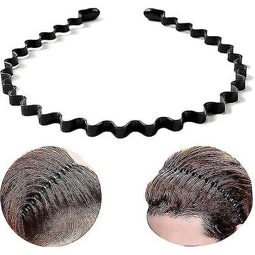 Metal Hair Band For Men Women,Mens Hair Bands Wavy Black Headband