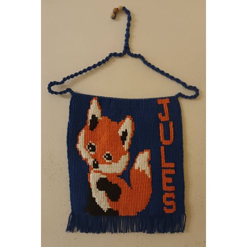 Macramé déco enfant bebe prenom jules renard fox tenture sur cintre