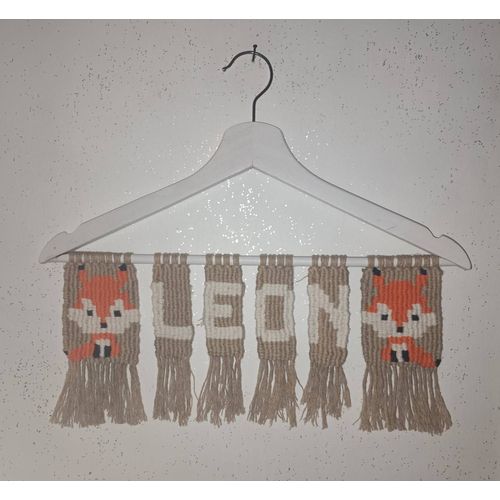 Macrame déco enfant bebe prenom leon renard fox tissage tenture chambre