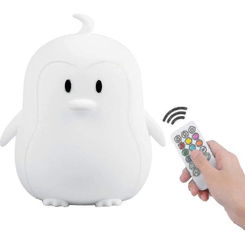 Veilleuse Bébé Silicone Pingouin Lumière 9 Couleurs Télécommande Rechargeable Led Indoor Outdoor Camping