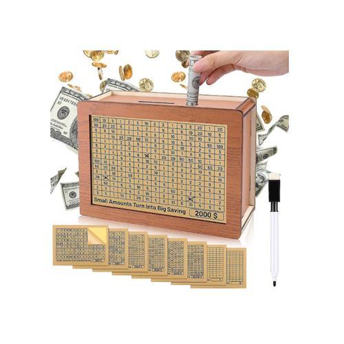 Tirelire En Bois Pour Enfants Et Adultes,Coffre-Fort En Bois Boîte D¿Épargne,Cash Coin Retro Money Savings Box Avec Compteur,Tirelire En Bois Avec Mon