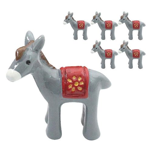 6pcs Miniature Donkey Statues Resin Donkey Figurine Animal Mini Garden Decoration