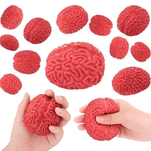 6 Pieces Brain Stress Balls Brain Splat Ball Brain Shaped Toys Zombie Brains Balls Red Novelty Fake Brain Scary Toys-Yujia