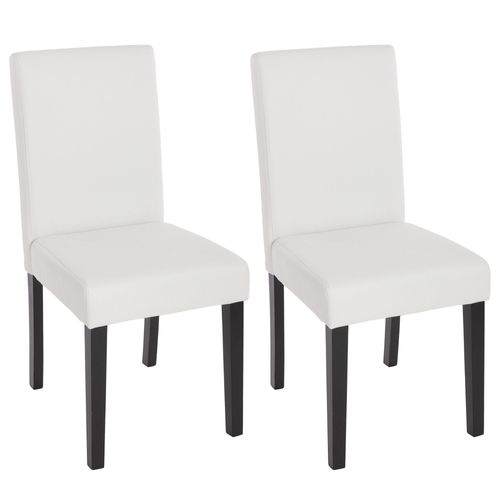 Lot De 2 Chaises De Séjour Littau   Simili-Cuir, Blanc Mat, Pieds Foncés