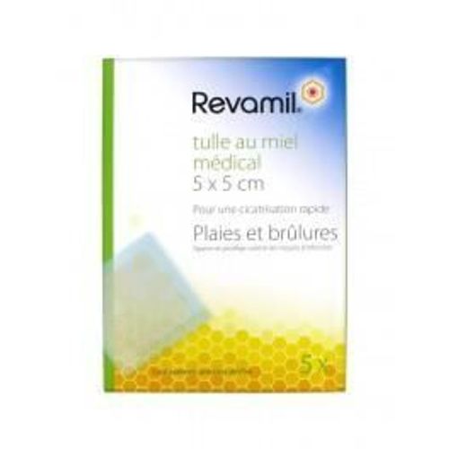 Revamil Pansements Tulle Au Miel Médical 5 X 5cm 5 Unités 