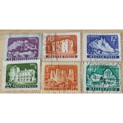 Série De 6 Timbres Oblitérés Magyar Posta, Monuments Historiques, De 8f, 10f, 12f, 20f, 30f Et 40f.