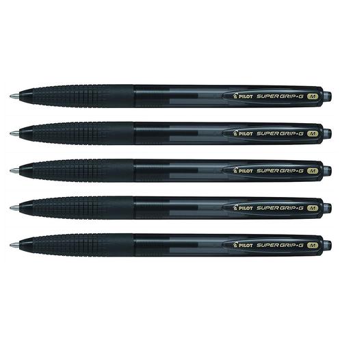 Pilot Lot De 5 Stylos Bille Rétractable Super Grip G Pte Moyenne Noir