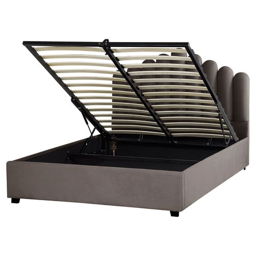 Lit Avec Coffre En Velours Taupe 160 X 200 Cm Vincennes