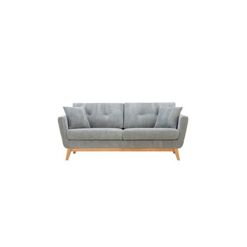 Hoga - Canapé Scandinave 3 Places Velours Côtelé Gris Clair