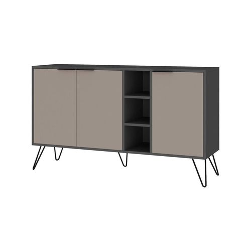 Buffet Effet Bois Anthracite, Beige 142x36h83 Cm