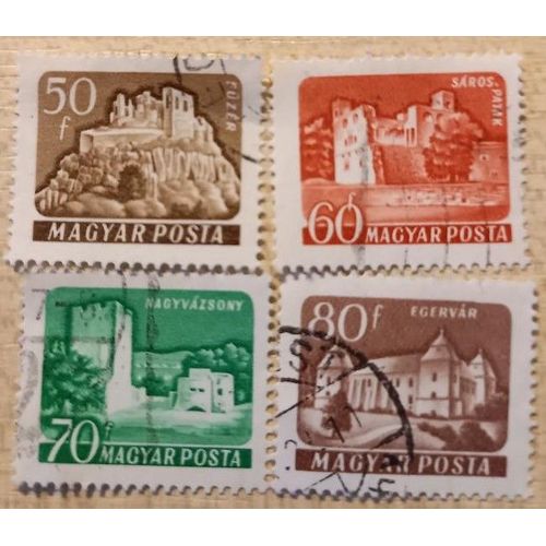 Série De 4 Timbres Oblitérés Magyar Posta, Monuments Historiques, De 50f, 60f, 70f Et 80f.