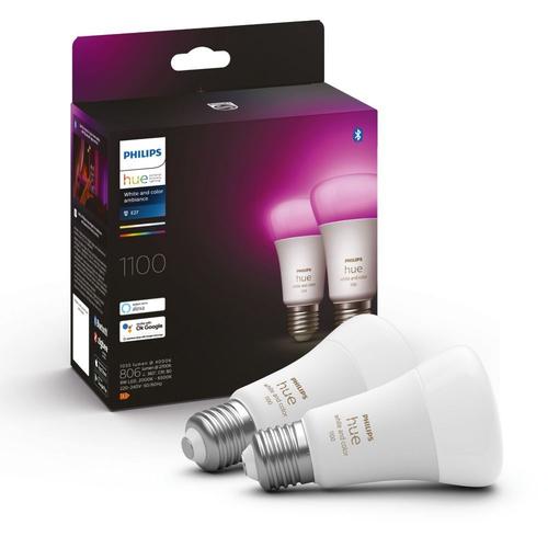 Pack De 2 Ampoules Connectées Philips Hue White Et Color Ambiance E27 75w Blanc