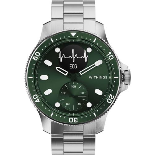 Montre Santé Connectée Withings Scanwatch Horizon Hwa09 44 Mm Boîtier Vert Avec Bracelet Sport Gris