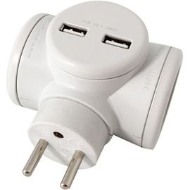Multiprise Watt And Co Biplite 2x16A rotative + USB 2.4A Blanc