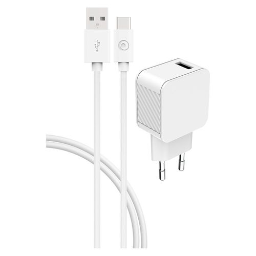 Chargeur Maison Rapide Et Intelligent 3a + Câble Usb A/Usb C 1,2 M Blanc Bigben