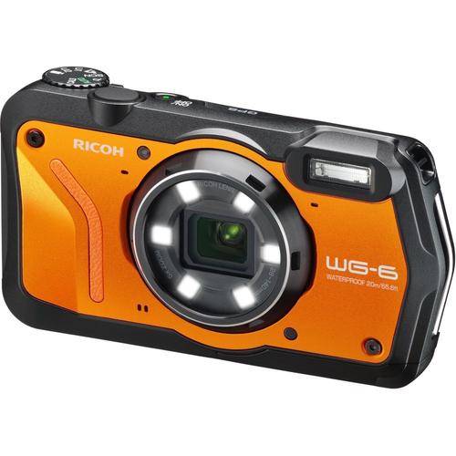 Appareil photo Compact Ricoh WG-6 Orange Appareil photo numérique - compact - 20.0 MP - 4K / 30 pi/s - 5x zoom optique - sous-marin jusqu'à 20 m - orange