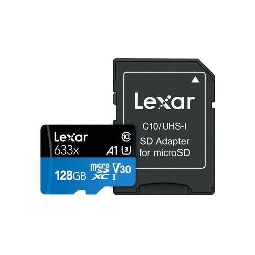 Lexar High Performance - Carte mémoire flash - 128 Go - A1 / Video Class V30 / UHS-I U3 / Class10 - SDXC UHS-I