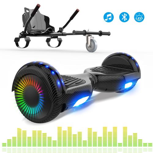 Rcb Park De Hoverboards 6.5 Pouces Bluetooth Led Moteur Puissant Noir + Siège Karting Solide Noir