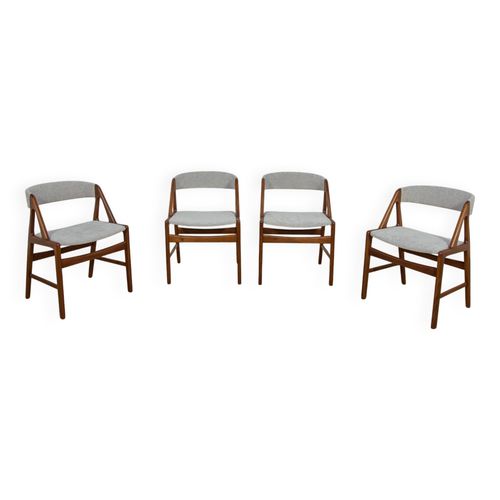 4 Chaises De Salle  Manger En Teck Danemark Annes 1960 Gris
