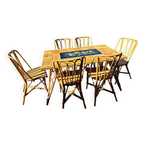 Table Et 6 Chaises Assorties Attribues  Audoux Minnet Bois