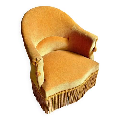 Fauteuil Crapaud En Velours Ocre Jaune