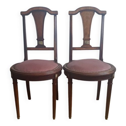 2 Chaises Anciennes De Style Classique En Bois Et Ornements En Bronze Bois