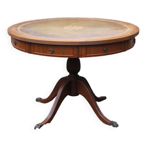 Table Ronde Style Empire En Cuir Et Bois Bois