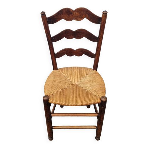 Chaise Rustique En Bois Et Paille Bois