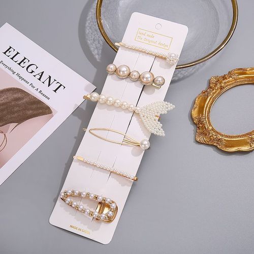 6pcs , Set Métal Perle Pinces À Cheveux Décoration Femmes Épingles À Cheveux Barrettes Floral Filles Couvre-Chef Pinces Accessoires De Style (Sans Car