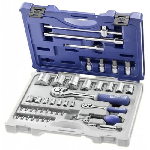 STANLEY - Coffret de douilles et accessoires 1/4" - 1/2" métriques - 44 pièces - E034855