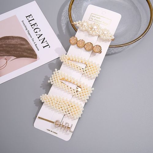 6pcs , Set Métal Perle Pinces À Cheveux Décoration Femmes Épingles À Cheveux Barrettes Floral Filles Couvre-Chef Pinces Accessoires De Style (Sans Car
