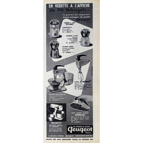 Publicité Papier - Appareils Électro-Ménagers Peugeot De 1959
