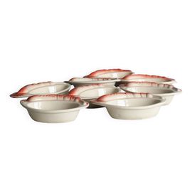 8 Ramequins En Cramique Motif Crevisse Orange