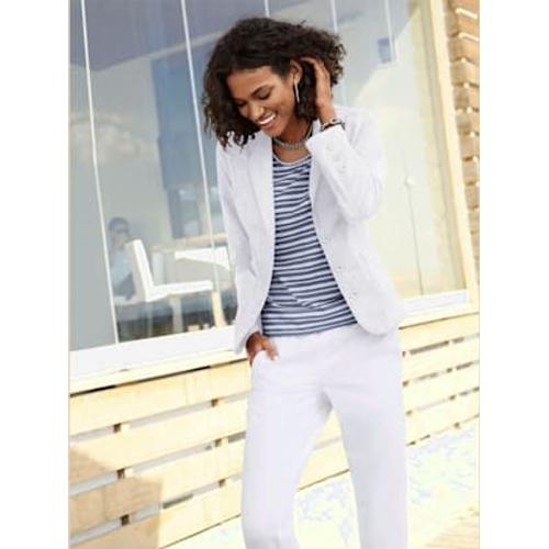 Blazer Femme Avec Col À Revers - - Blanc