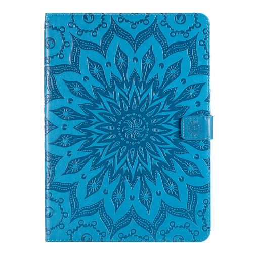 Coque Motif Flowers Relief Motif Pu Cuir Etui À Rabat Pour Samsung Galaxy Tab A 7 T505-T500 - Bleu