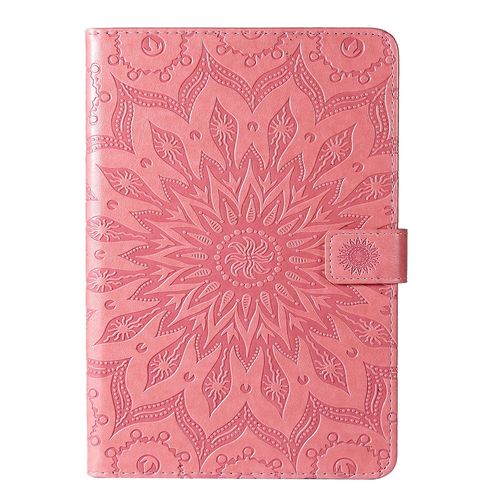 Coque Motif Flowers Relief Motif Pu Cuir Etui À Rabat Pour Samsung Galaxy Tab A 7 T505-T500 - Rose