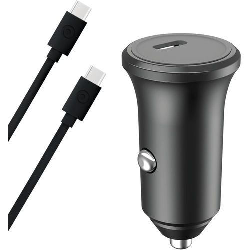 Chargeur Voiture 25w Power Delivery + Câble Usb C/Usb C Noir - 100% Plastique Recyclé Bigben