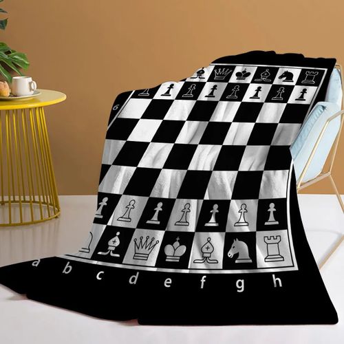 Couverture Échiquier En Glouton Avec Motif À Carreaux",Couverture De Lit Chaude Et Légère,Noir Et Blanc,Jeté De Canapé,"Sourire