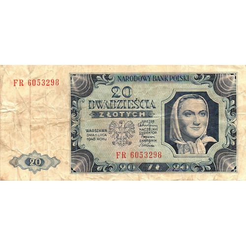 Billet De 20 Zlotys, Pologne, 1948