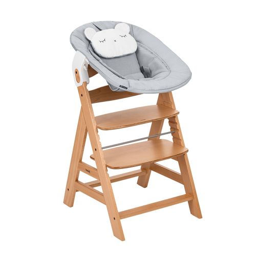 Chaise Haute En Bois Alpha Naturel Avec Newborn Set Pre Grey