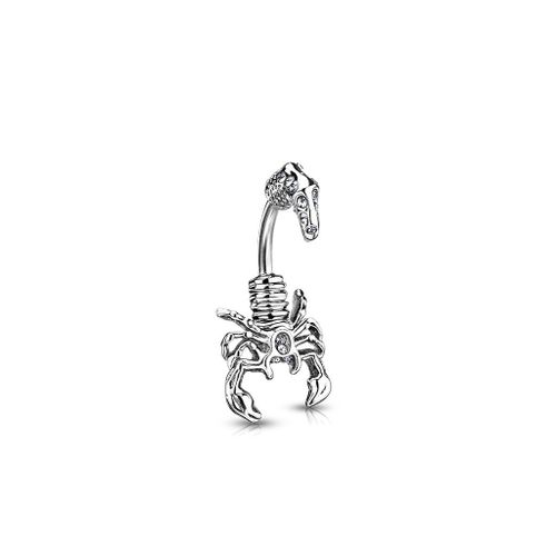 Piercing Nombril Ventre Boule Scorpion Bijoux Acier Chirurgical Inoxydable Anti Allergique Banane Barbell Scorpio Blanc Lovepiercing