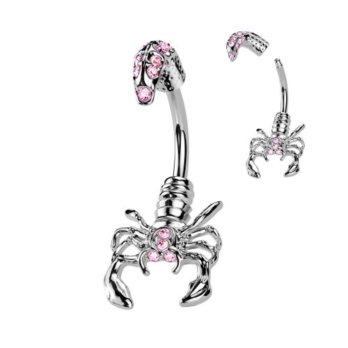 Piercing Nombril Ventre Boule Scorpion Bijoux Acier Chirurgical Inoxydable Anti Allergique Banane Barbell Scorpio Rose Lovepiercing