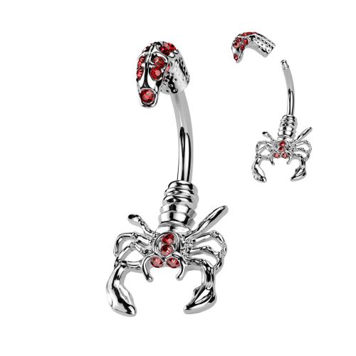Piercing Nombril Ventre Boule Scorpion Bijoux Acier Chirurgical Inoxydable Anti Allergique Banane Barbell Scorpio Rouge Lovepiercing